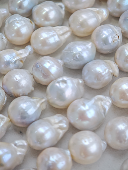 White Freshwater Baroque Threaded Pearl Strand | 13–15mm AA Grade | Per Strand