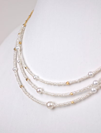 S925 Silver - White Freshwater Keshi Pearl Necklace | 2–4mm AAA Grade