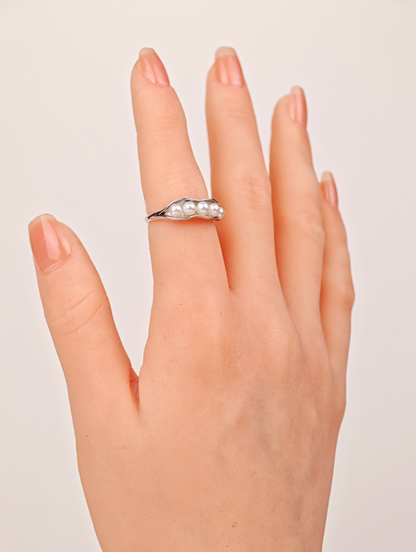 S925 Silver - White Freshwater Pearl Ring | 3–4mm AA Grade