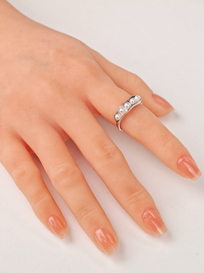 S925 Silver - White Freshwater Pearl Ring | 3–4mm AA Grade
