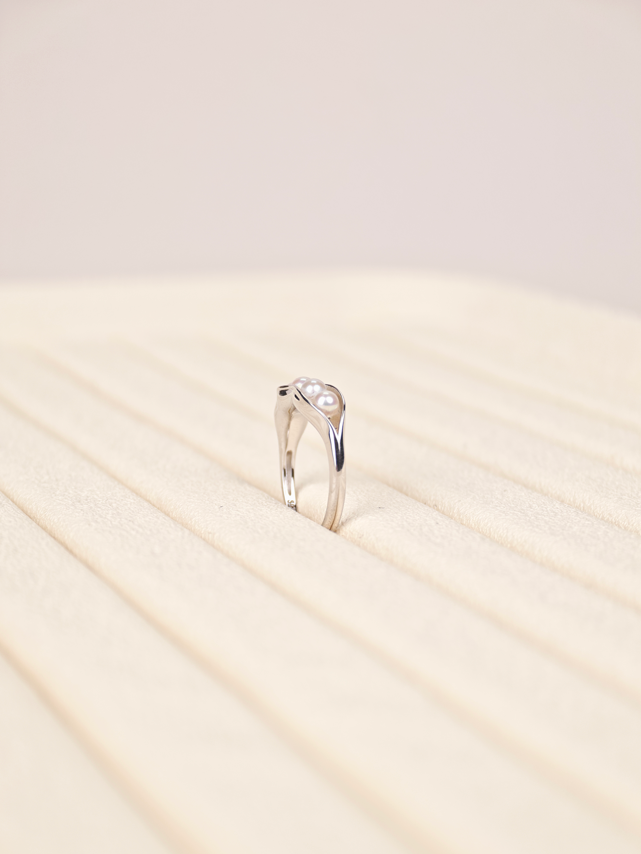 S925 Silver - White Freshwater Pearl Ring | 3–4mm AA Grade