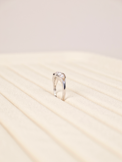 S925 Silver - White Freshwater Pearl Ring | 3–4mm AA Grade