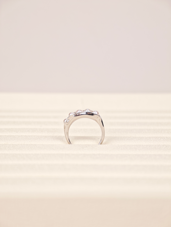 S925 Silver - White Freshwater Pearl Ring | 3–4mm AA Grade