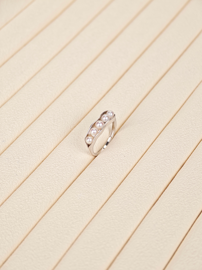 S925 Silver - White Freshwater Pearl Ring | 3–4mm AA Grade