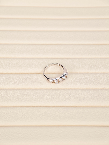 S925 Silver - White Freshwater Pearl Ring | 3–4mm AA Grade