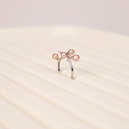 S925 Silver - Purple Freshwater Pearl Ring | 3–4mm AA Grade | Near Round Pearl