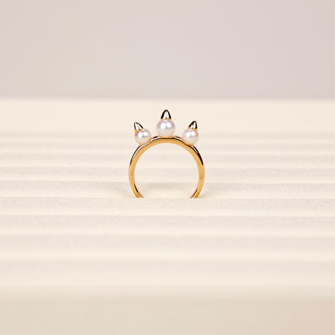 S925 Silver - White Freshwater Pearl Ring | 5–6mm AAA Grade | Near Round Pearl