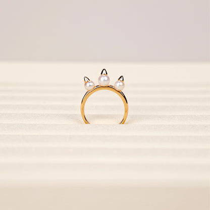S925 Silver - White Freshwater Pearl Ring | 5–6mm AAA Grade | Near Round Pearl