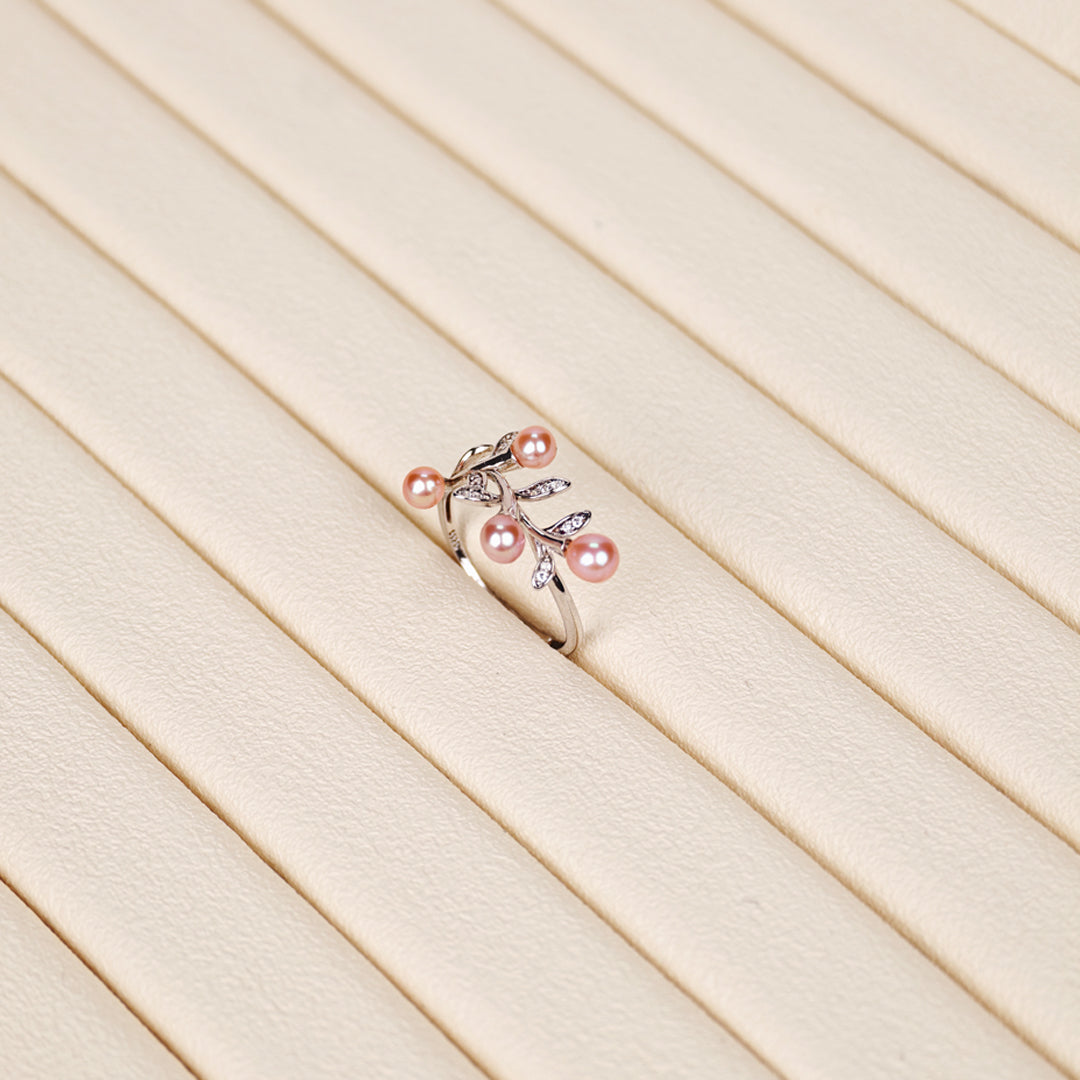 S925 Silver - Purple Freshwater Pearl Ring | 3–4mm AA Grade | Near Round Pearl