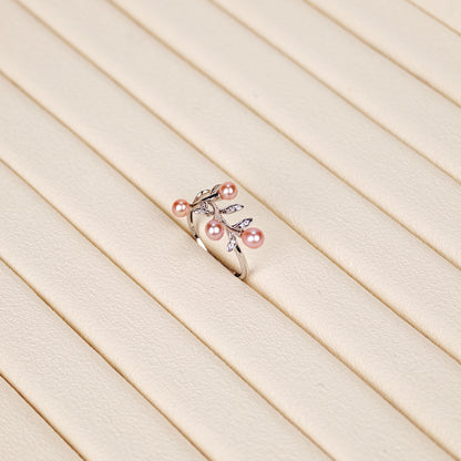 S925 Silver - Purple Freshwater Pearl Ring | 3–4mm AA Grade | Near Round Pearl