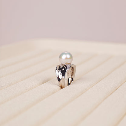 S925 Silver - White Freshwater Pearl Ring | 10–11mm AAA Grade | Near Round Pearl