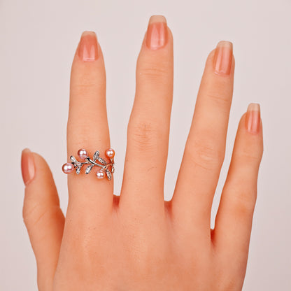 S925 Silver - Purple Freshwater Pearl Ring | 3–4mm AA Grade | Near Round Pearl