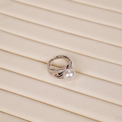 S925 Silver - White Freshwater Pearl Ring | 10–11mm AAA Grade | Near Round Pearl