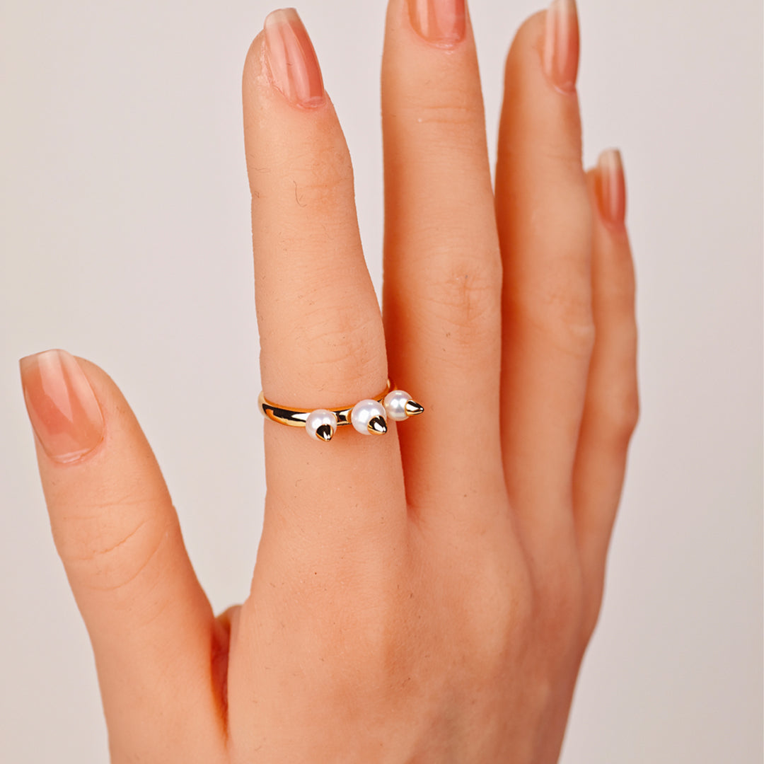 S925 Silver - White Freshwater Pearl Ring | 5–6mm AAA Grade | Near Round Pearl