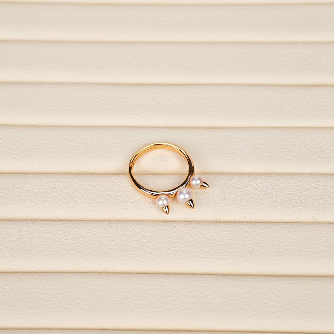S925 Silver - White Freshwater Pearl Ring | 5–6mm AAA Grade | Near Round Pearl