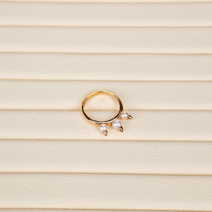 S925 Silver - White Freshwater Pearl Ring | 5–6mm AAA Grade | Near Round Pearl