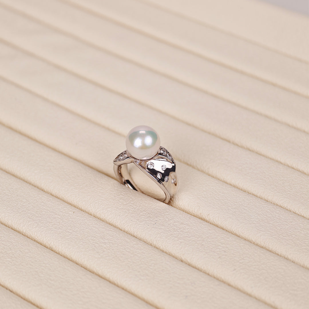 S925 Silver - White Freshwater Pearl Ring | 10–11mm AAA Grade | Near Round Pearl