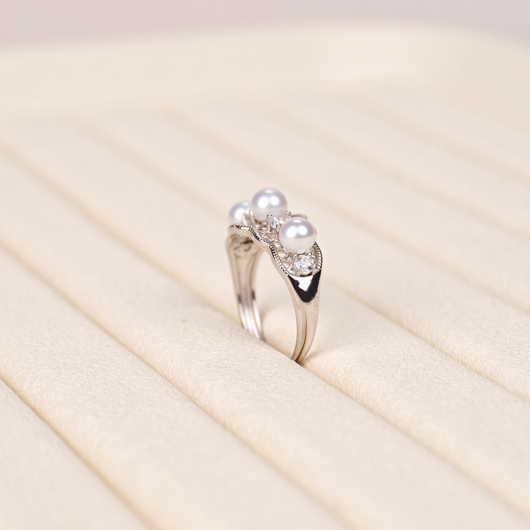 S925 Silver - White Freshwater Pearl Ring | 4–5mm AA Grade