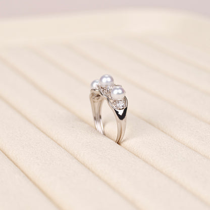 S925 Silver - White Freshwater Pearl Ring | 4–5mm AA Grade