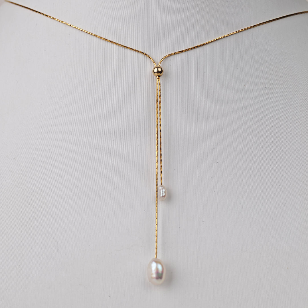 Titanium Steel - White Freshwater Pearl Necklace | 3–7mm AAA Grade | 80cm