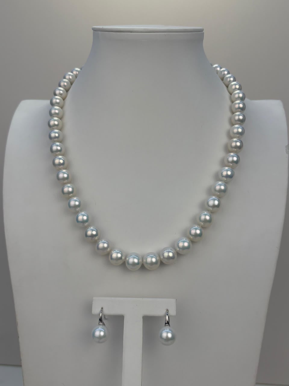 S925 Silver - Freshwater Pearl Necklace & Earrings Set | 9.5–12mm