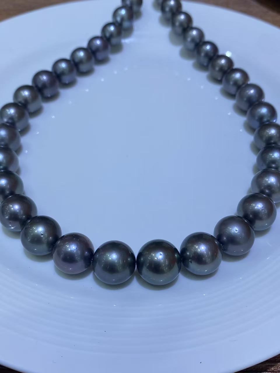 Gray-Green Tahitian Pearl Strand | 12–15mm AAA Grade