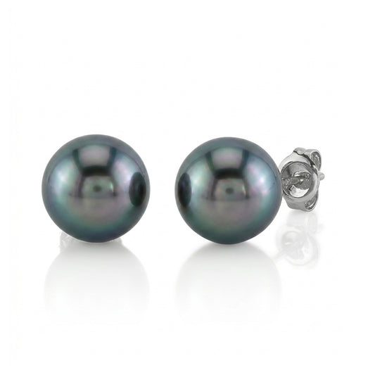S925 Silver - Tahitian Pearl Stud Earrings | 12–13mm AAA Grade