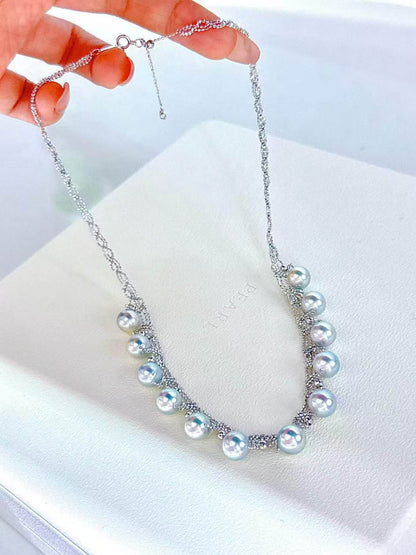 18K White Gold - Akoya Pearl Necklace | 8.5–9mm AAAA Grade