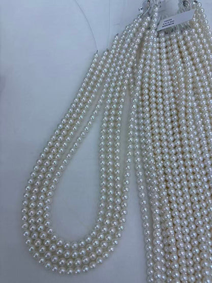 White Freshwater Near Round Pearl Strand | 5–5.5mm AAA Grade