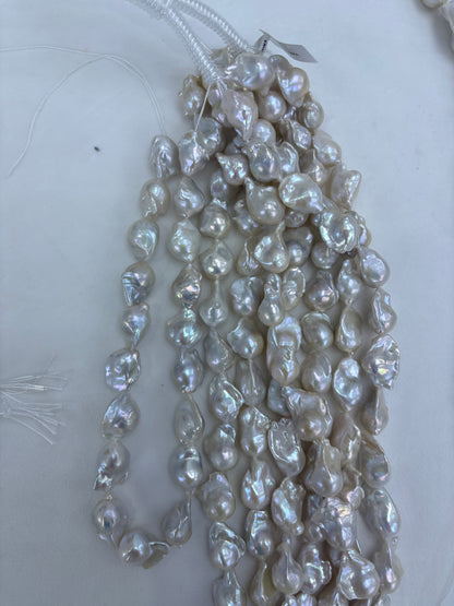 White Baroque Freshwater Pearl Strand | 14–16mm AAA Grade