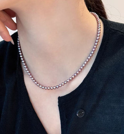 S925 Silver - Purple Freshwater Pearl Necklace | 4–5mm