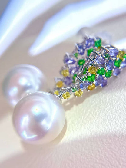 18K Gold & Natural Diamond - South Sea Pearl Convertible Brooch & Pendant | 12–13mm AAAA Grade