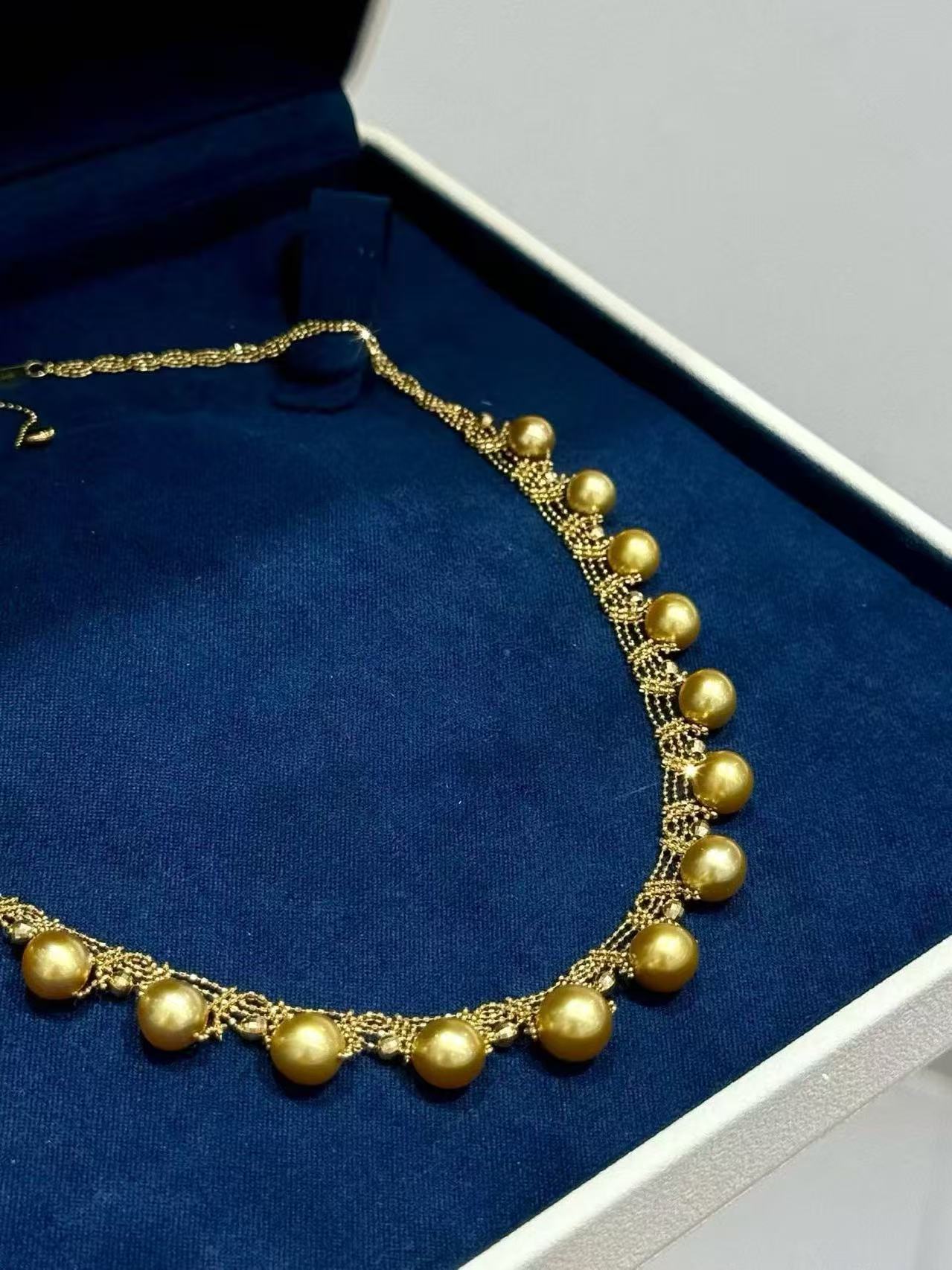 18K Gold - South Sea Golden Pearl Necklace | 6.5–9mm AAAA Grade