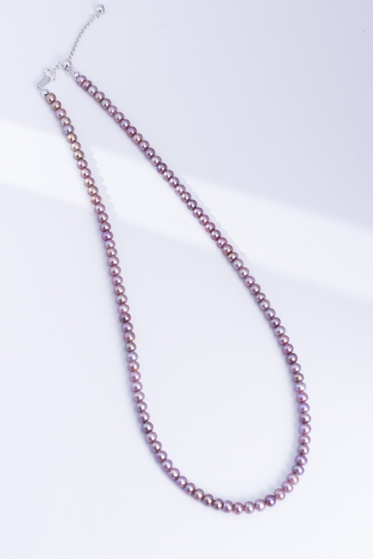 S925 Silver - Purple Freshwater Pearl Necklace | 4–5mm