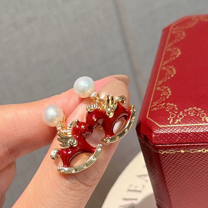 Alloy - White Freshwater Pearl New Year Earrings | 5–6mm
