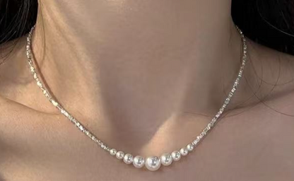S925 Silver - Moonlit Gradient Freshwater Pearl Necklace | 3–10mm AAA Grade