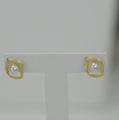 Gold - White Freshwater Pearl Earrings | 5–6mm AAA Grade