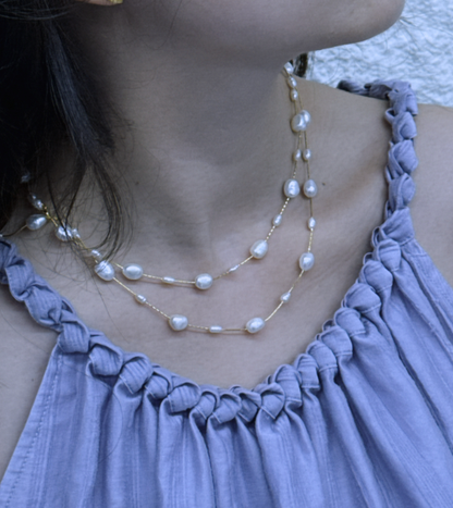 Titanium Steel - White Freshwater Pearl Necklace | 3–7mm AAA Grade