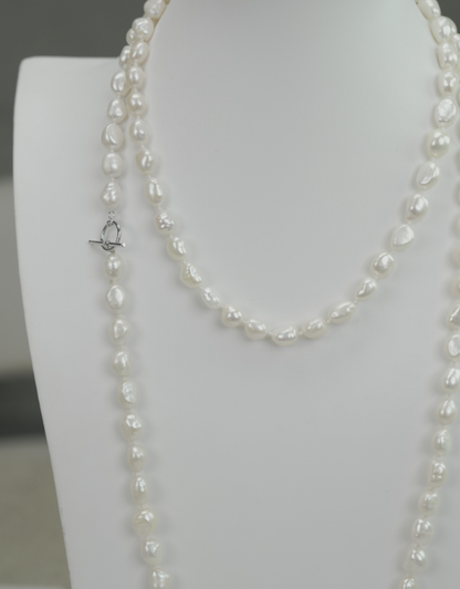 S925 Silver - White Freshwater Pearl Necklace | 7–8mm AAA Grade