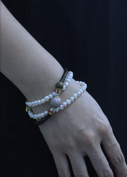 S925 Silver - White Freshwater Pearl Bracelet | 7–8mm AAA Grade
