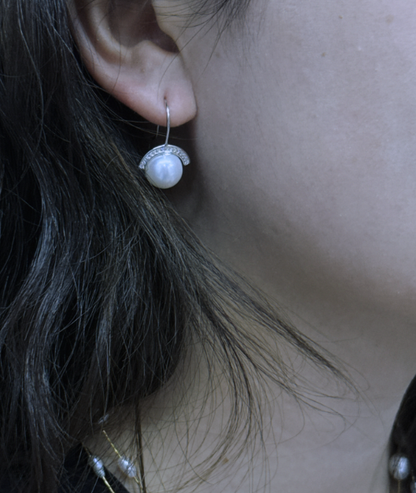 S925 Silver - White Freshwater Pearl Stud Earrings | 9–10mm AAAA Grade