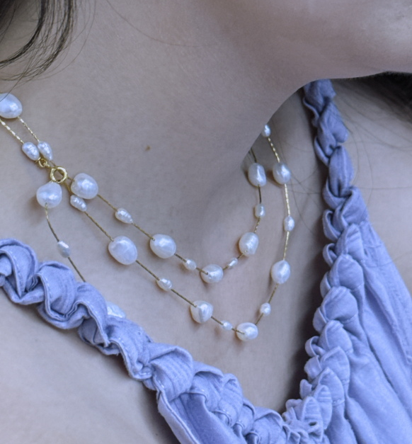 Titanium Steel - White Freshwater Pearl Necklace | 3–7mm AAA Grade