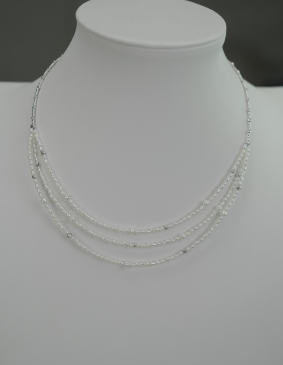 S925 Silver - White Freshwater Pearl Necklace | 2–4mm AAA Grade