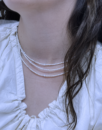 S925 Silver - White Freshwater Pearl Necklace | 2–4mm AAA Grade
