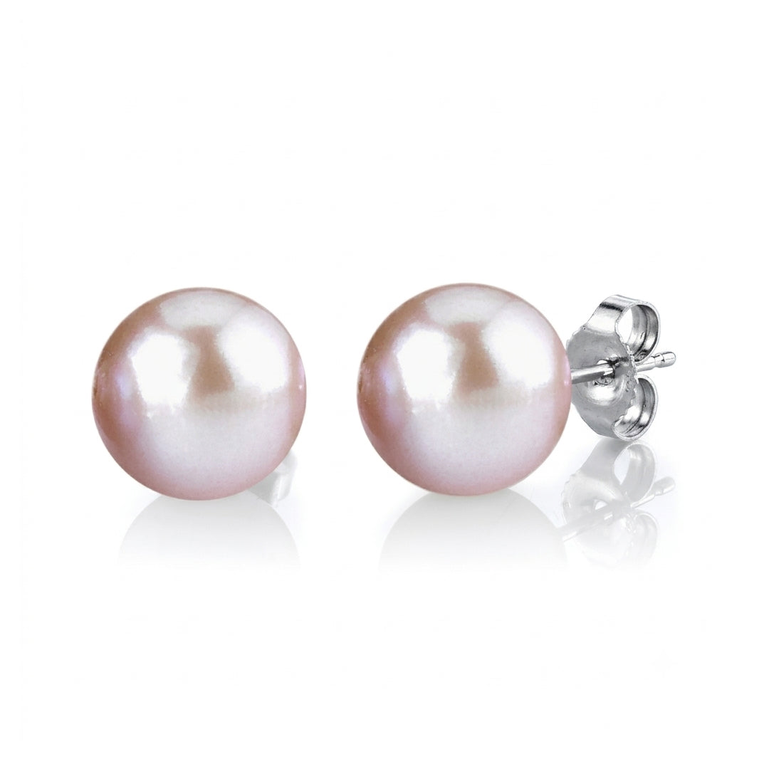 S925 Silver - Pink Edison Pearl Stud Earrings | 12–13 mm AAA Grade