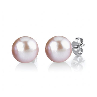 S925 Silver - Pink Edison Pearl Stud Earrings | 12–13 mm AAA Grade