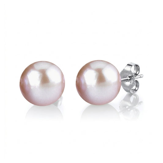 S925 Silver - Pink Edison Pearl Stud Earrings | 12–13 mm AAA Grade