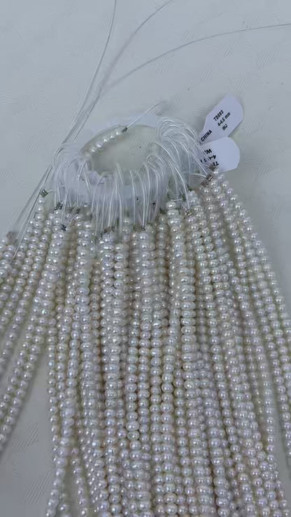 White Oval Freshwater Pearl Strand | 4–4.5mm AAA Grade