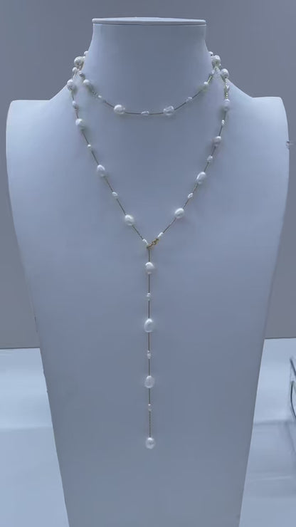 Titanium Steel - White Freshwater Pearl Necklace | 3–7mm AAA Grade