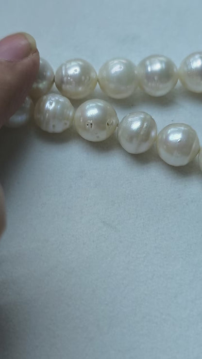 White Saltwater Circled Pearl Strand | 11–15mm AA Grade